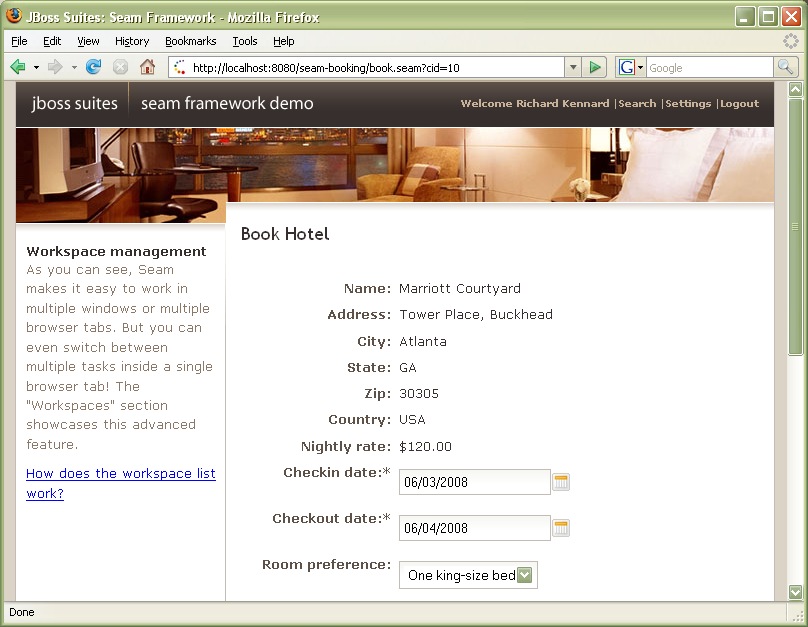 Seam Booking with Metawidget